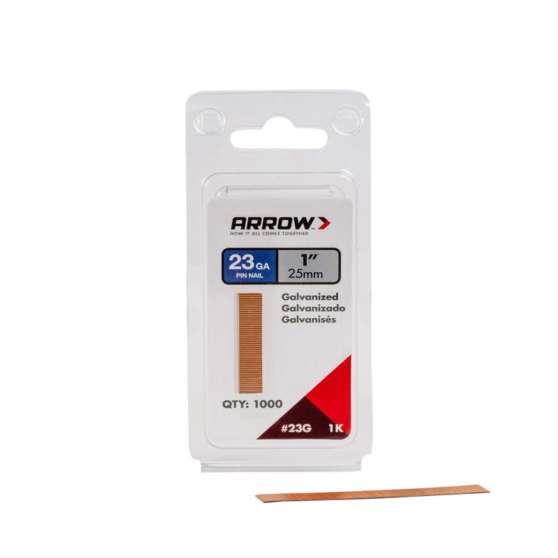 Arrow Fastener Arrow 23G25-1K Arrow 1-Inch Pin Nail, 1000-Pack - Image 1